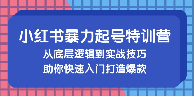 小红书暴力起号训练营，从底层逻辑到实战技巧，助你快速入门打造爆款-天韵资源网