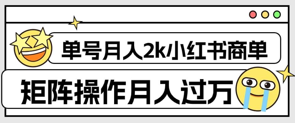 外面收费1980的小红书商单保姆级教程，单号月入2k，矩阵操作轻松月入过万-天韵资源网