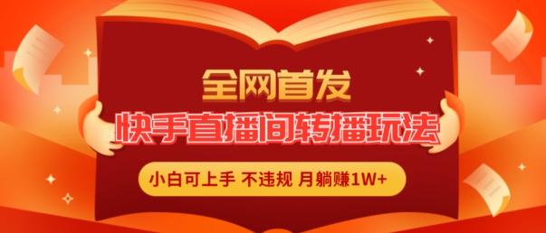 全网首发，快手直播间转播玩法简单躺赚，真正的全无人直播，小白轻松上手月入1W+【揭秘】-天韵资源网