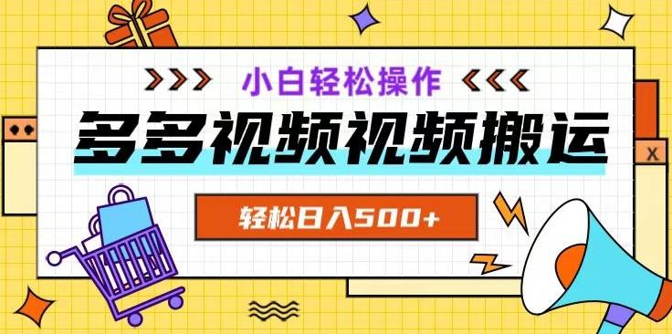多多视频项目新手小白操作，轻松日入500+【揭秘】-天韵资源网