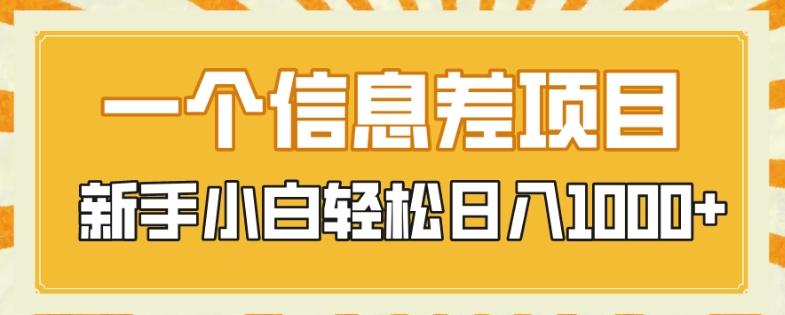 一个信息差项目，每天仅需半小时，新手小白轻松日入1000+-天韵资源网