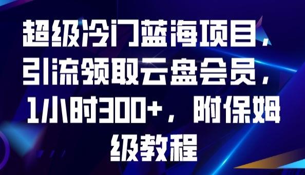 超级冷门蓝海项目，引流领取云盘会员，1小时300+，附保姆级教程-天韵资源网