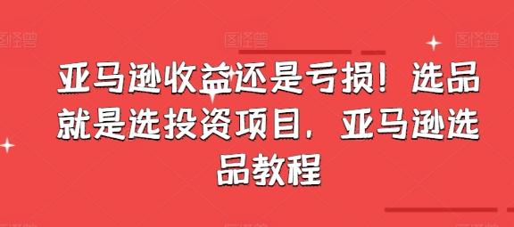 亚马逊收益还是亏损！选品就是选投资项目，亚马逊选品教程-天韵资源网