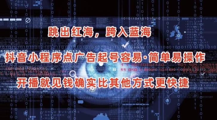 抖音小程序点广告项目，起号容易，简单易操作，开播就见有收益【揭秘】-天韵资源网