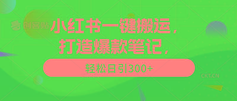 (9673期)小红书一键搬运，打造爆款笔记，轻松日引300+-天韵资源网