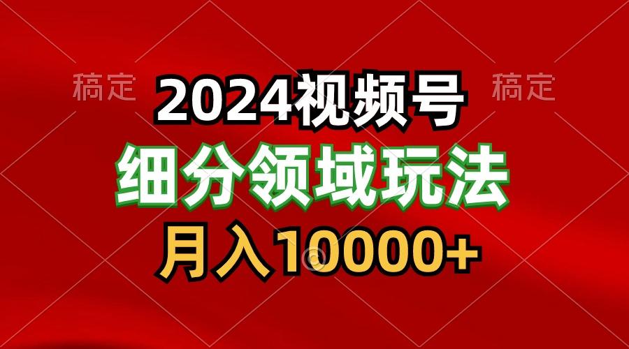 2024视频号分成计划细分领域玩法，每天5分钟，月入1W+-天韵资源网