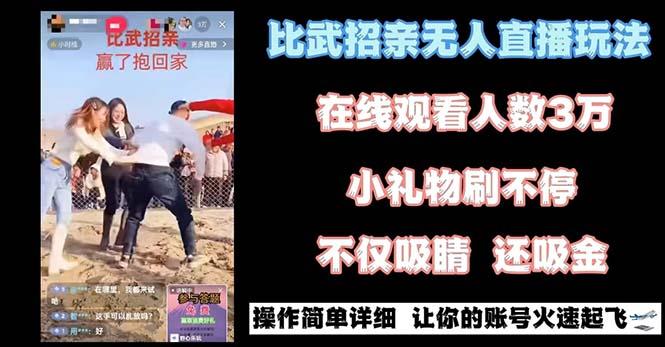 最近很火的无人直播“比武招亲”的一个玩法项目简单-天韵资源网