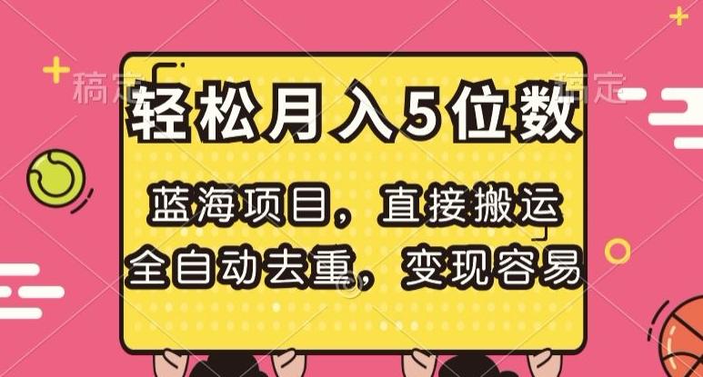 蓝海项目，直接搬运，全自动去重，变现容易，轻松月入5位数【揭秘】-天韵资源网