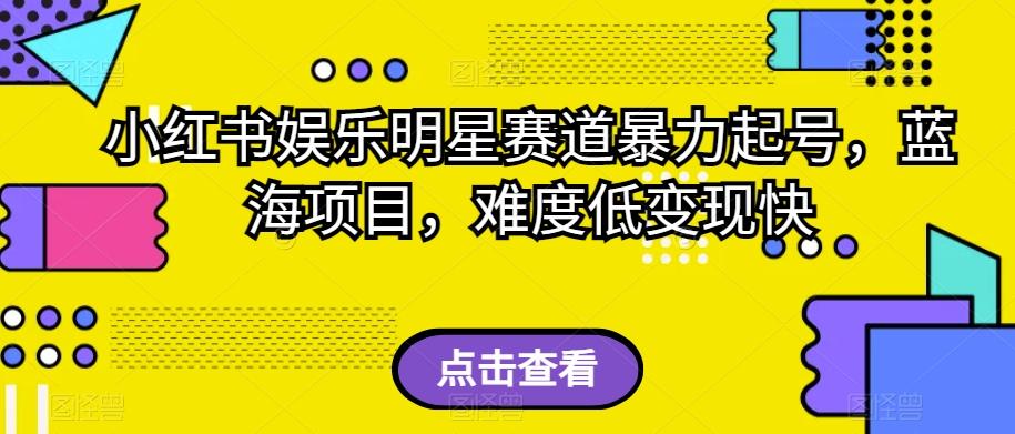 小红书娱乐明星赛道暴力起号，蓝海项目，难度低变现快【揭秘】-天韵资源网