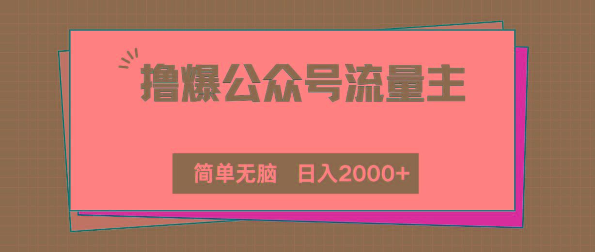 撸爆公众号流量主，简单无脑，单日变现2000+-天韵资源网