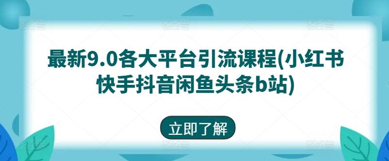 最新9.0各大平台引流课程(小红书快手抖音闲鱼头条b站)-天韵资源网