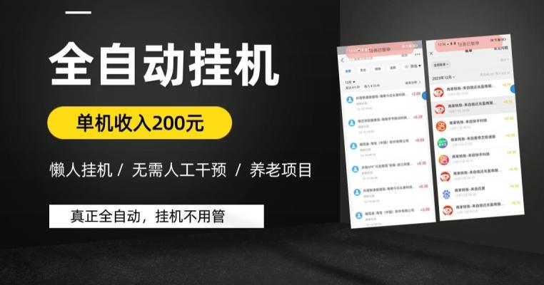 懒人挂机养老项目，全自动挂机无需人工看管，单机收入200元，可批量-天韵资源网