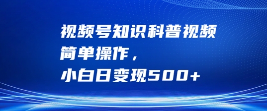 视频号知识科普视频，简单操作，小白日变现500+【揭秘】-天韵资源网