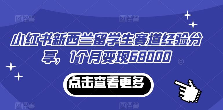 小红书新西兰留学生赛道经验分享，1个月变现68000【揭秘】-天韵资源网