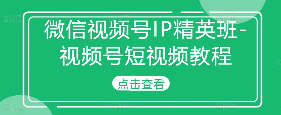 微信视频号IP精英班-视频号短视频教程-天韵资源网
