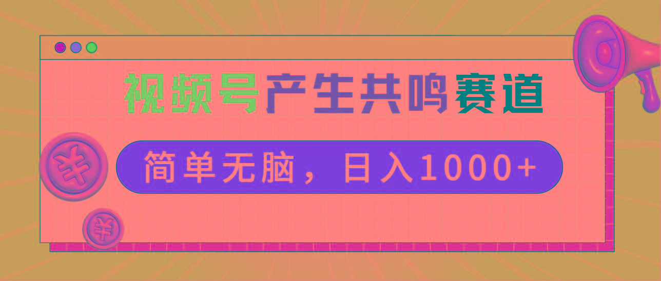 2024年视频号，产生共鸣赛道，简单无脑，一分钟一条视频，日入1000+-天韵资源网