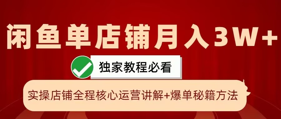 闲鱼单店铺月入3W+实操展示，爆单核心秘籍，一学就会【揭秘】-天韵资源网