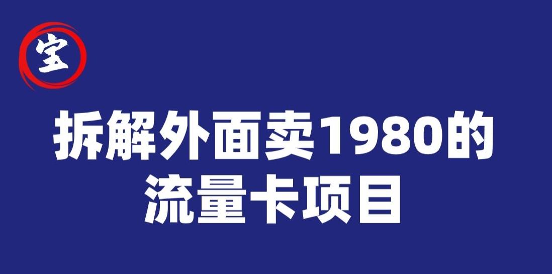 宝哥拆解外面卖1980手机流量卡项目，0成本无脑推广-天韵资源网