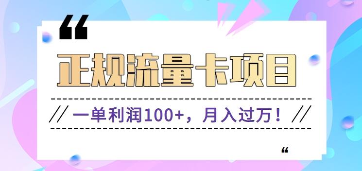 正规手机流量卡项目，一单利润100+，月入过万！人人可做(推广技术+正规渠道)-天韵资源网