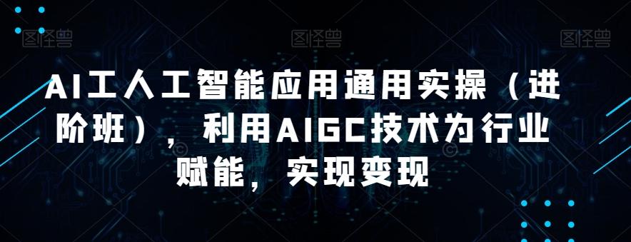 AI工人工智能应用通用实操（进阶班），利用AIGC技术为行业赋能，实现变现-天韵资源网