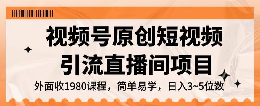 视频号原创短视频引流直播间项目，日入3~5五位数【揭秘】-天韵资源网