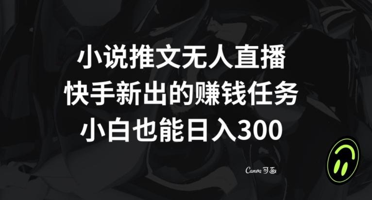 小说推文无人直播，快手新出的赚钱任务，小白也能日入300+【揭秘】-天韵资源网