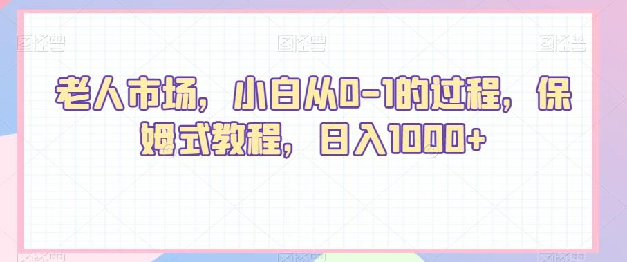 老人市场，小白从0-1的过程，保姆式教程，日入1000+-天韵资源网