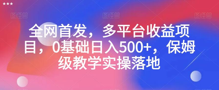 全网首发，多平台收益项目，0基础日入500+，保姆级教学实操落地【揭秘】-天韵资源网