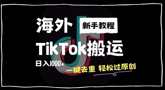 2024最新海外TikTok搬运玩法，一键去重轻松过原创，新手无经验也能日入1k【揭秘】-天韵资源网