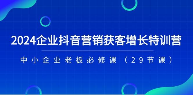 2024企业抖音-营销获客增长特训营，中小企业老板必修课(29节课-天韵资源网