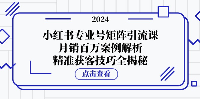 小红书专业号矩阵引流课，月销百万案例解析，精准获客技巧全揭秘-天韵资源网