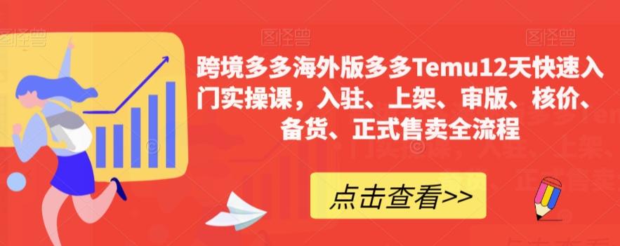 跨境多多海外版多多Temu12天快速入门实操课，入驻、上架、审版、核价、备货、正式售卖全流程-天韵资源网