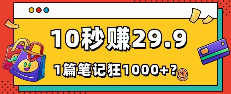 她，靠1个软件，10秒赚29.9元，1篇笔记狂赚1000+？-天韵资源网