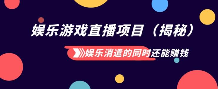 娱乐消遣的同时还能赚钱娱乐游戏直播项目（揭秘）-天韵资源网