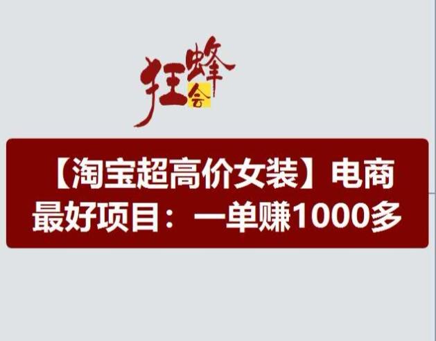 淘宝超高价女装项目，电商最好赛道，一单赚1000多-天韵资源网