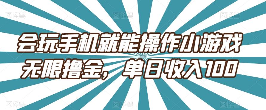 会玩手机就能操作小游戏无限撸金，单日收入100-天韵资源网