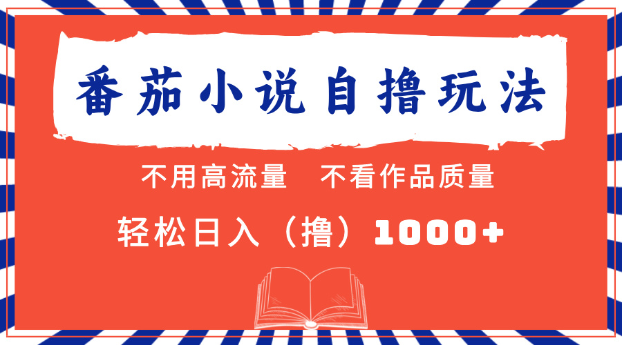 番茄小说最新自撸 不看流量 不看质量 轻松日入1000+-天韵资源网