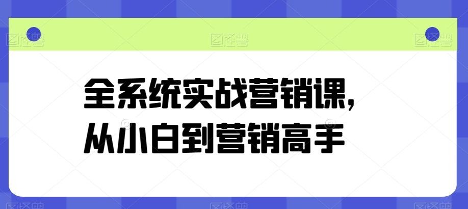 全系统实战营销课，从小白到营销高手-天韵资源网
