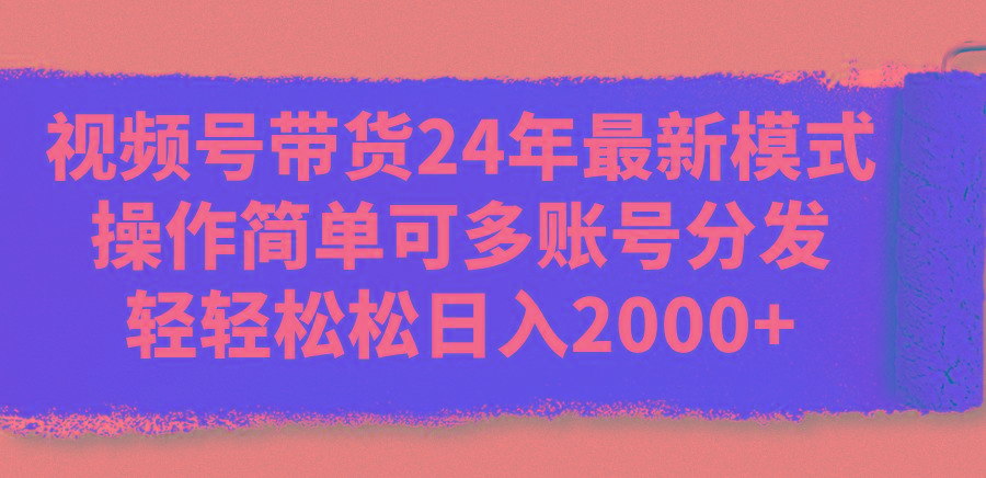视频号带货24年最新模式，操作简单可多账号分发，轻轻松松日入2000+-天韵资源网