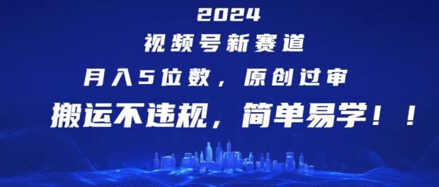 2024视频号新赛道，月入5位数+，原创过审，搬运不违规，简单易学【揭秘】-天韵资源网