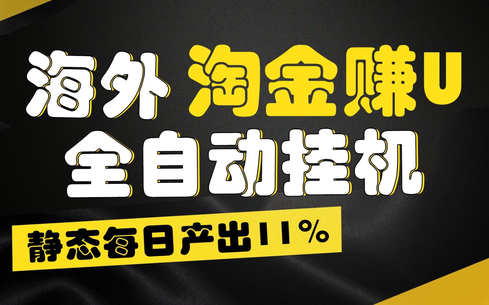 海外淘金赚U，全自动挂机，静态每日产出11%，拉新收益无上限，轻松日入1万+-天韵资源网