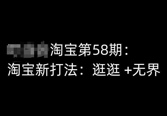 淘宝第58期培训课程，淘宝新打法：逛逛 +无界-天韵资源网
