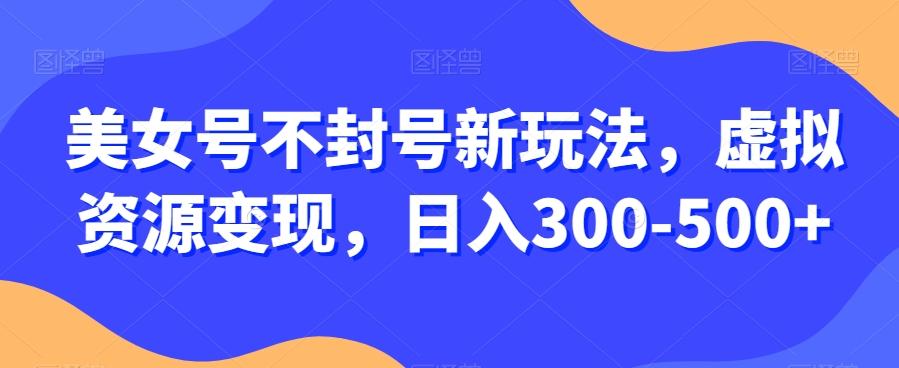 美女号不封号新玩法，虚拟资源变现，日入300-500+-天韵资源网