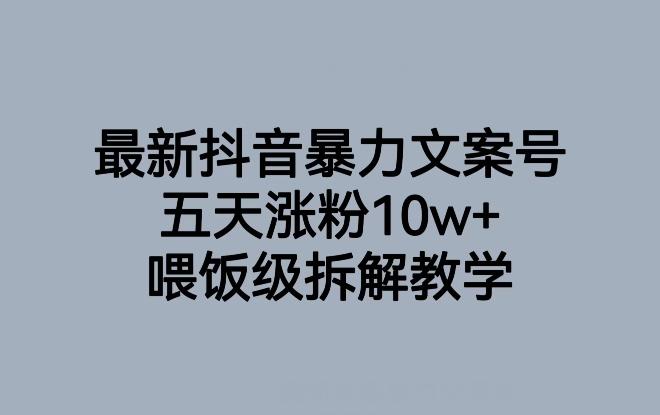 最新抖音暴力文案号，五天涨粉10w+，喂饭级拆解教学-天韵资源网