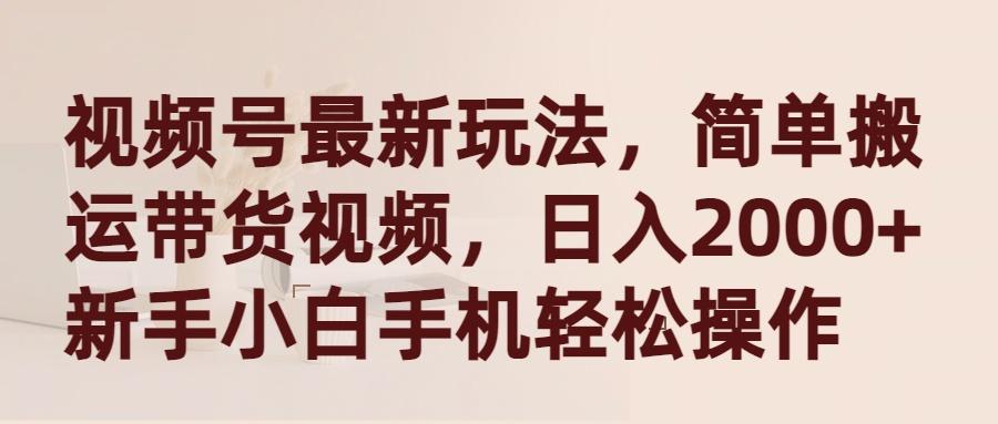 (9486期)视频号最新玩法，简单搬运带货视频，日入2000+，新手小白手机轻松操作-天韵资源网