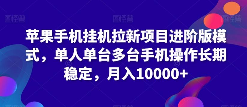 苹果手机挂机拉新项目进阶版模式，单人单台多台手机操作长期稳定，月入10000+【揭秘】-天韵资源网