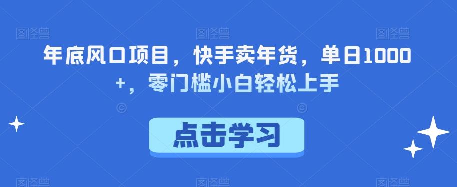 年底风口项目，快手卖年货，单日1000+，零门槛小白轻松上手-天韵资源网