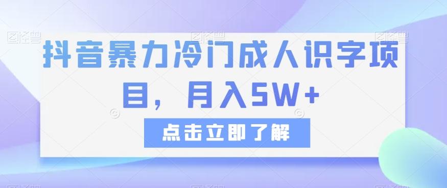 抖音暴力冷门成人识字项目，月入5W+【揭秘】-天韵资源网