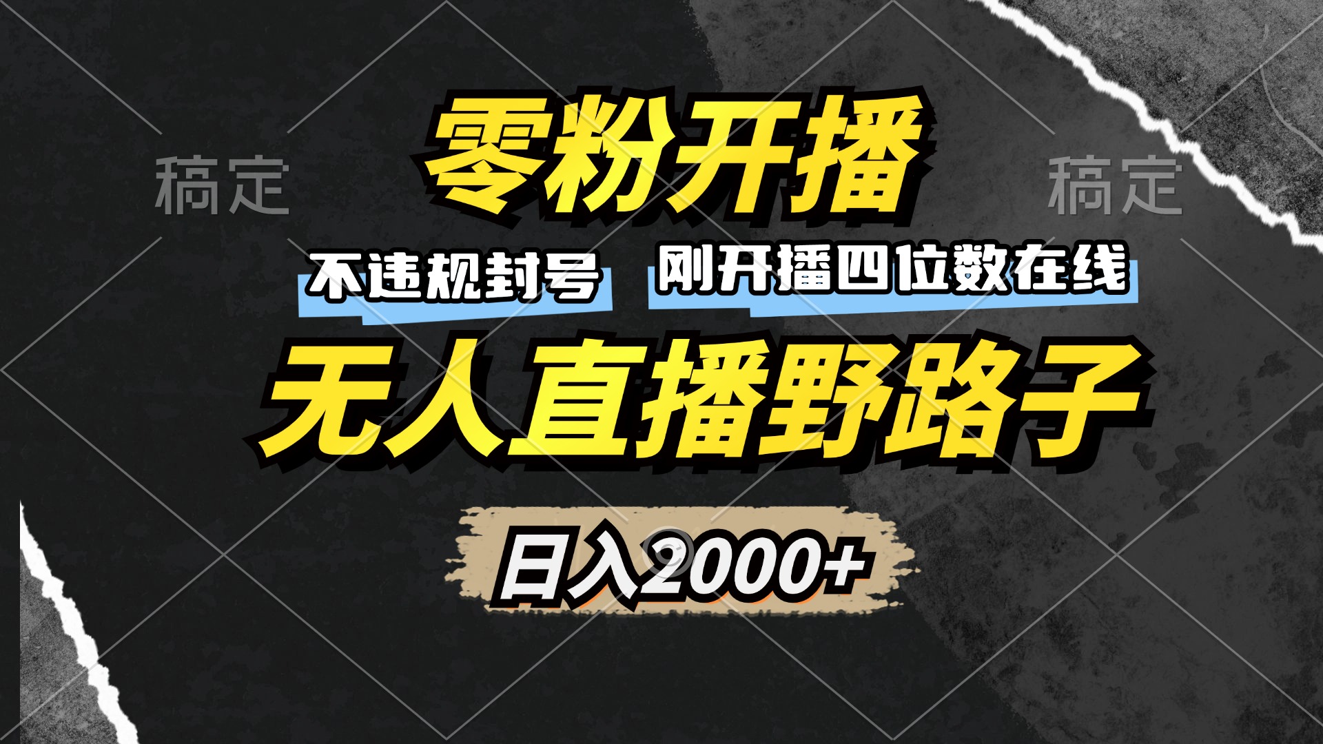 零粉开播，无人直播野路子，日入2000+，不违规封号，躺赚收益！-天韵资源网