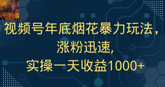 视频号年底烟花暴力玩法，涨粉迅速,实操一天收益1000+-天韵资源网